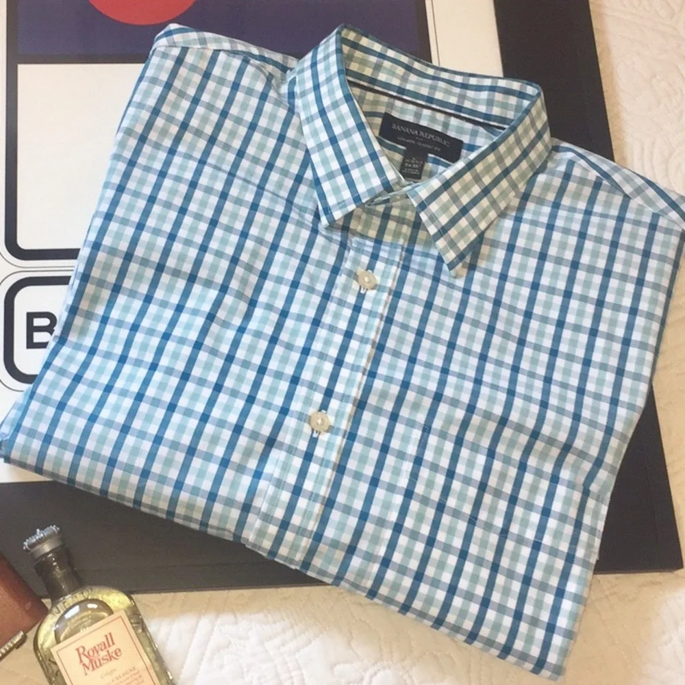 Banana Republic Blue Check Button Down